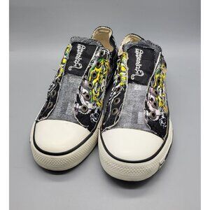 Vintage Don Ed Hardy women's size 7 yellow tiger canvas slip on shoes S1